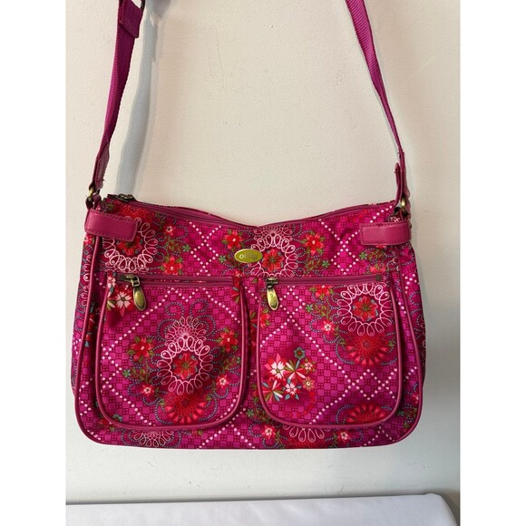 Oilily Handbags - OILILY VIBRANT PINK FLORAL SHOULDERBAG